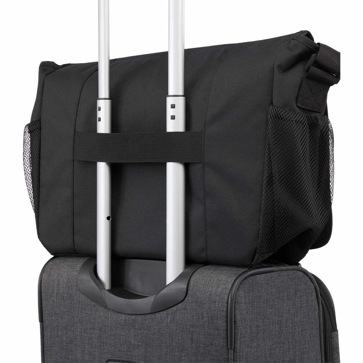Classic Laptop Messenger Bag in Recycled Polyester Transfer - Black - Trolley