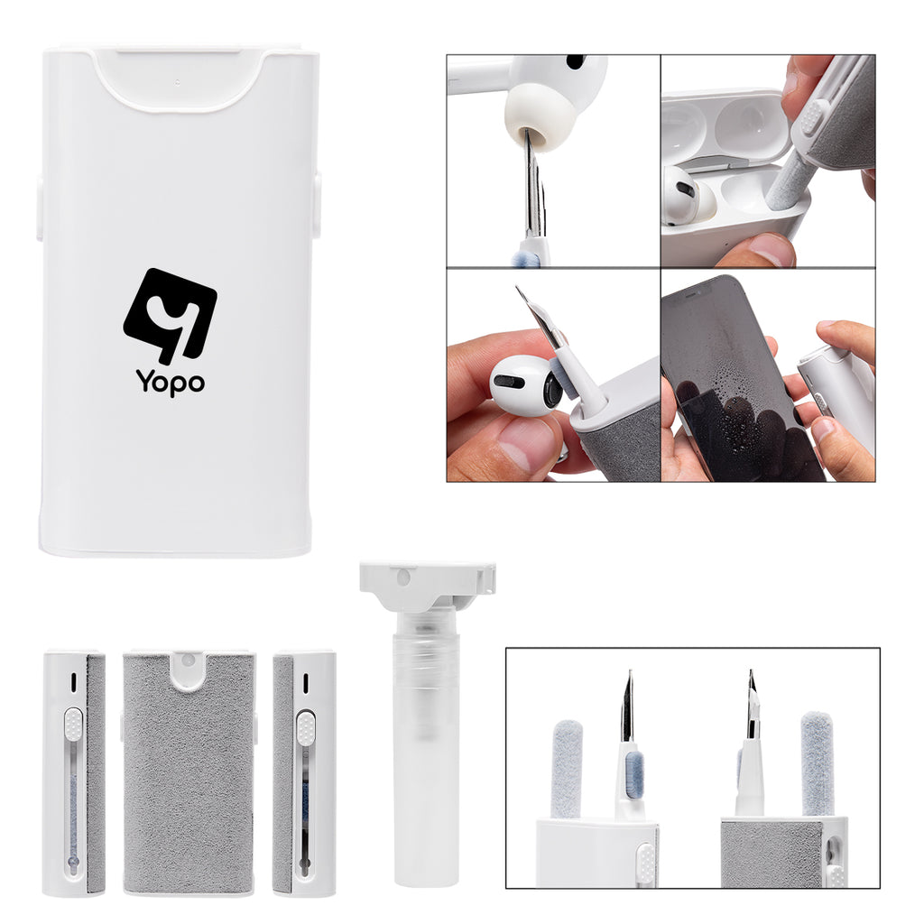 Cleaning Set for Wireless Earbuds - White with Gray - Silk Screen