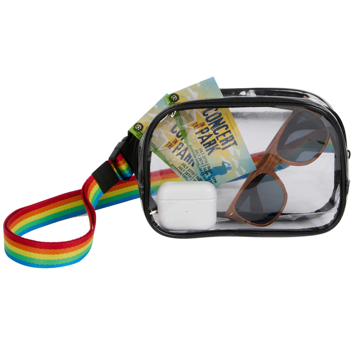 Clear Crossbody Pack for Stadiums and Concerts - Rainbow - Propped