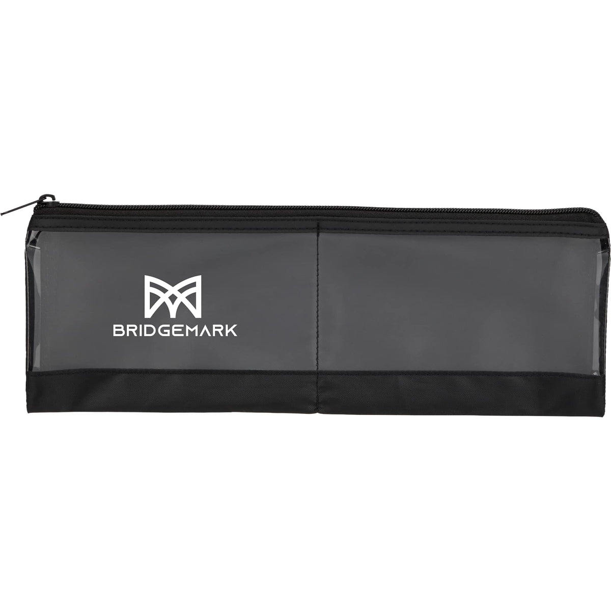 Clear Panel Travel Organizer with Two Zip Compartments - Black - Front