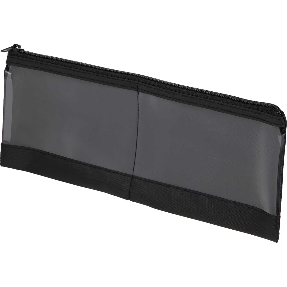Clear Panel Travel Organizer with Two Zip Compartments - Black - Left Angle