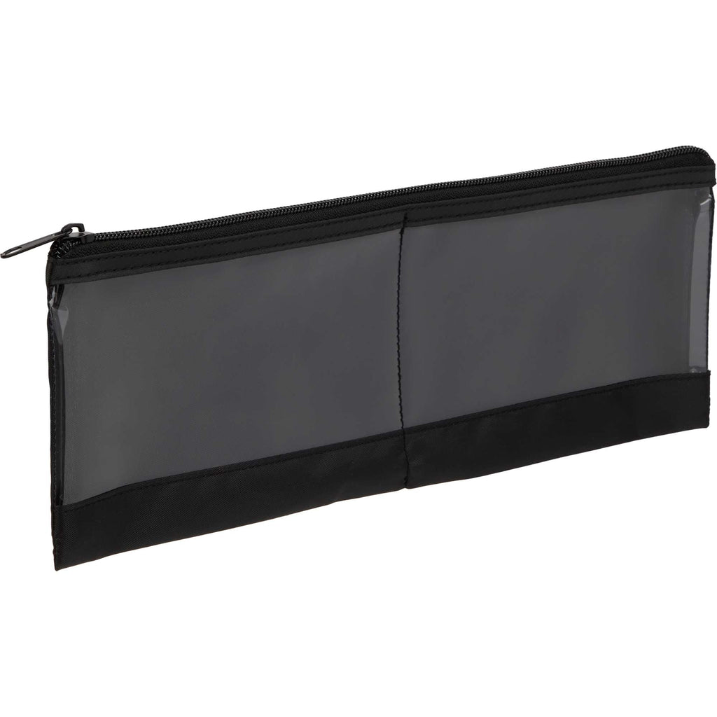 Clear Panel Travel Organizer with Two Zip Compartments - Black - Right Angle