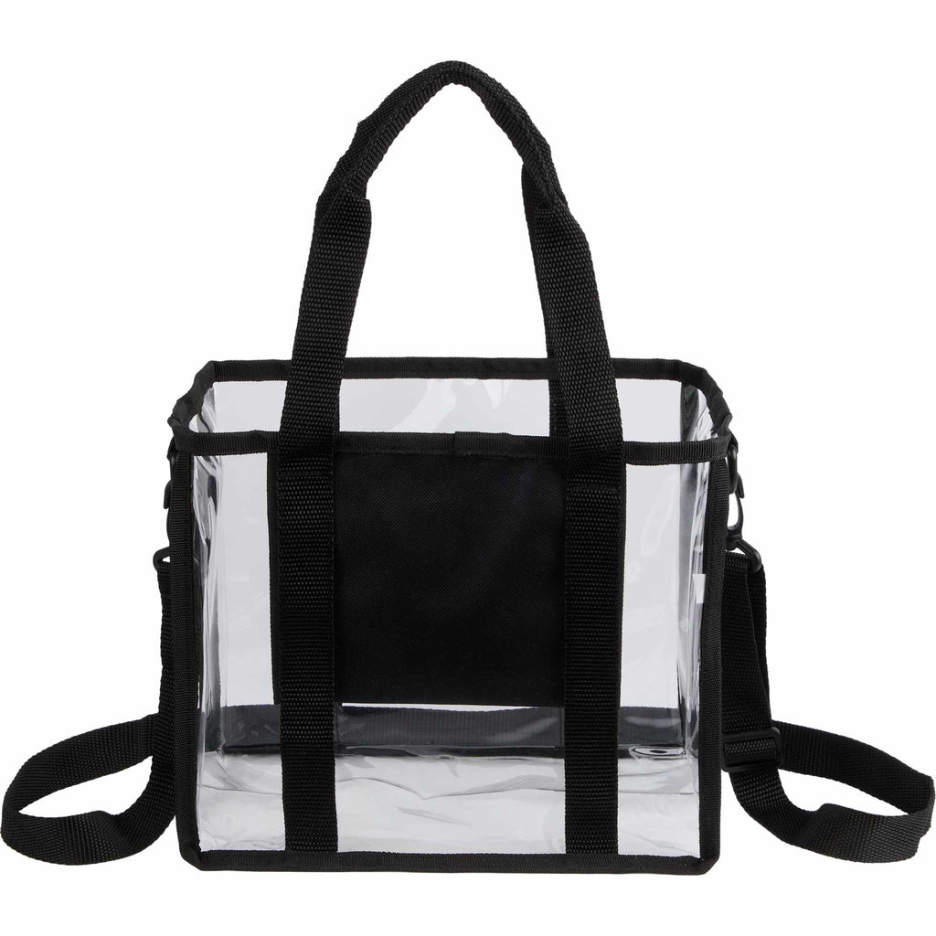 Clear Stadium Tote with Crossbody Strap, Small - Black - Back