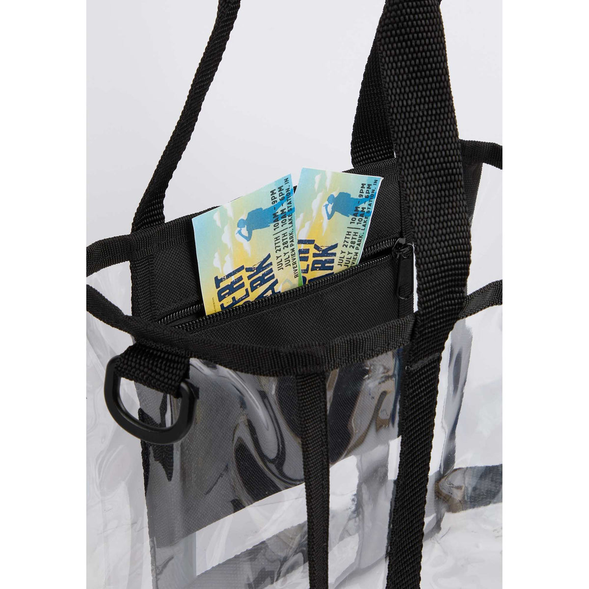 Clear Stadium Tote with Crossbody Strap, Small - Black - Detail 2