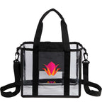 Clear Stadium Tote with Crossbody Strap, Small - Black - Front