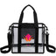 Clear Stadium Tote with Crossbody Strap, Small - Black - Front