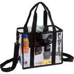 Clear Stadium Tote with Crossbody Strap, Small - Black - Propped