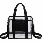 Clear Stadium Tote with Crossbody Strap, Small Transfer - Black - Back