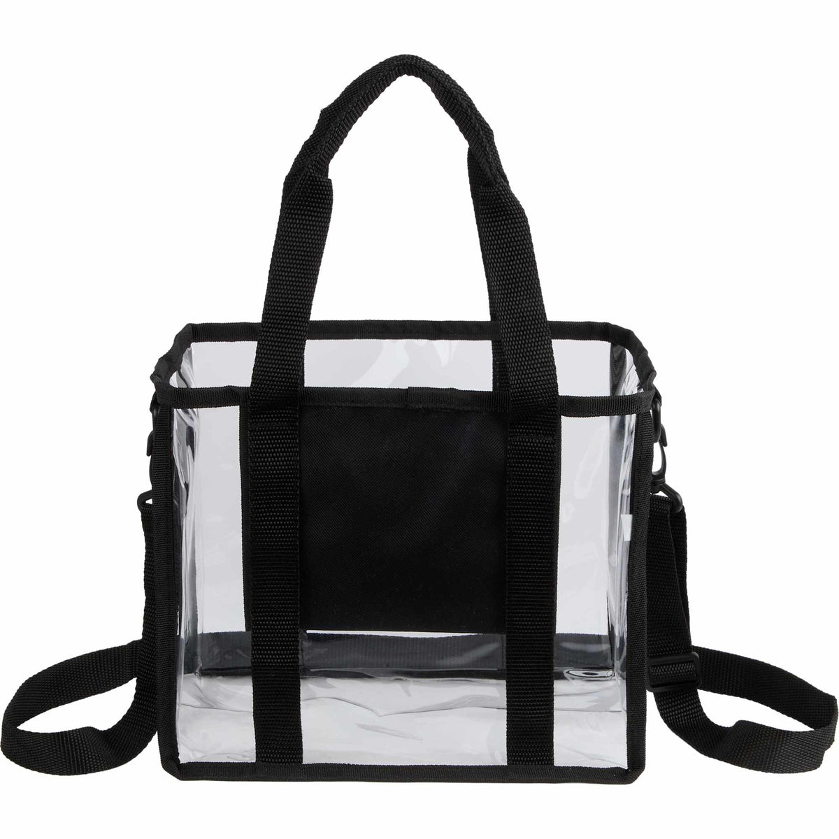 Clear Stadium Tote with Crossbody Strap, Small Transfer - Black - Back