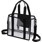Clear Stadium Tote with Crossbody Strap, Small Transfer - Black - Left Angle