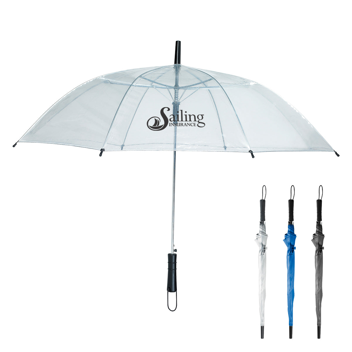 Clear Umbrella, 46 Inch Arc - 46" Arc Clear Umbrella