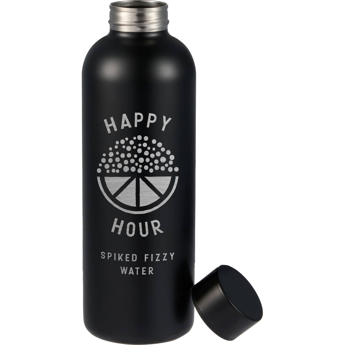 Cleave Single Wall Bottle in Recycled Steel, 25 oz - Black - Front Lid Flat