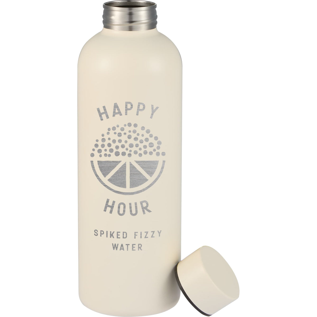 Cleave Single Wall Bottle in Recycled Steel, 25 oz - Cream - Front Lid Flat