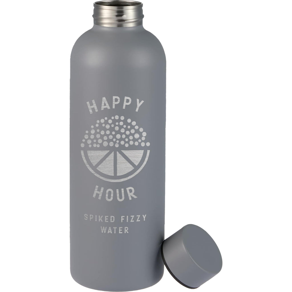 Cleave Single Wall Bottle in Recycled Steel, 25 oz - Stone - Front Lid Flat