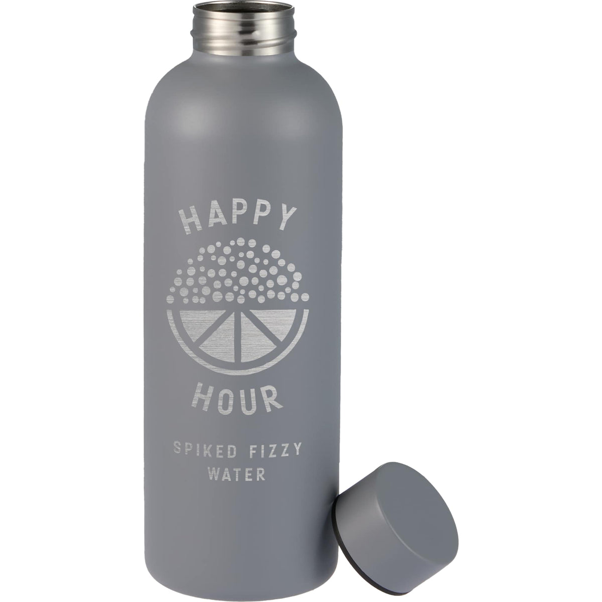 Cleave Single Wall Bottle in Recycled Steel, 25 oz - Stone - Front Lid Flat