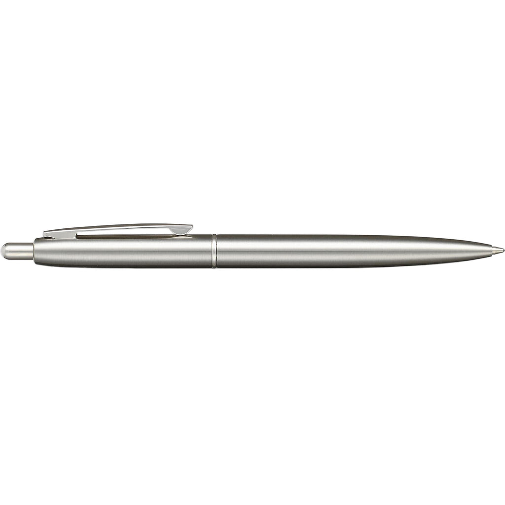 Click Ballpoint Pen in Recycled Stainless Steel Laser Engraving - Silver - Back 3