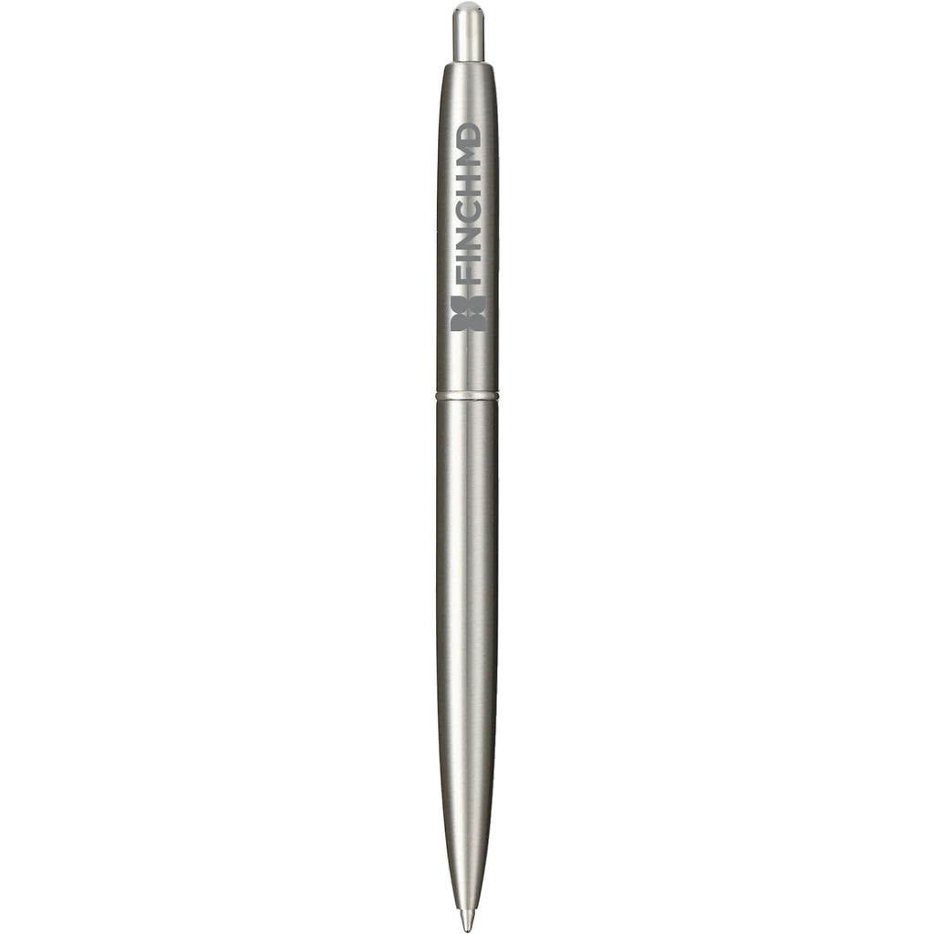 Click Ballpoint Pen in Recycled Stainless Steel Laser Engraving - Silver - Back