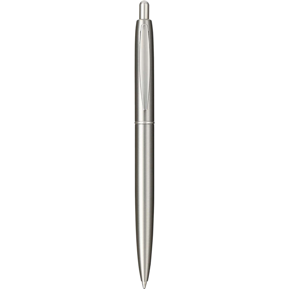 Click Ballpoint Pen in Recycled Stainless Steel Laser Engraving - Silver - Front 3