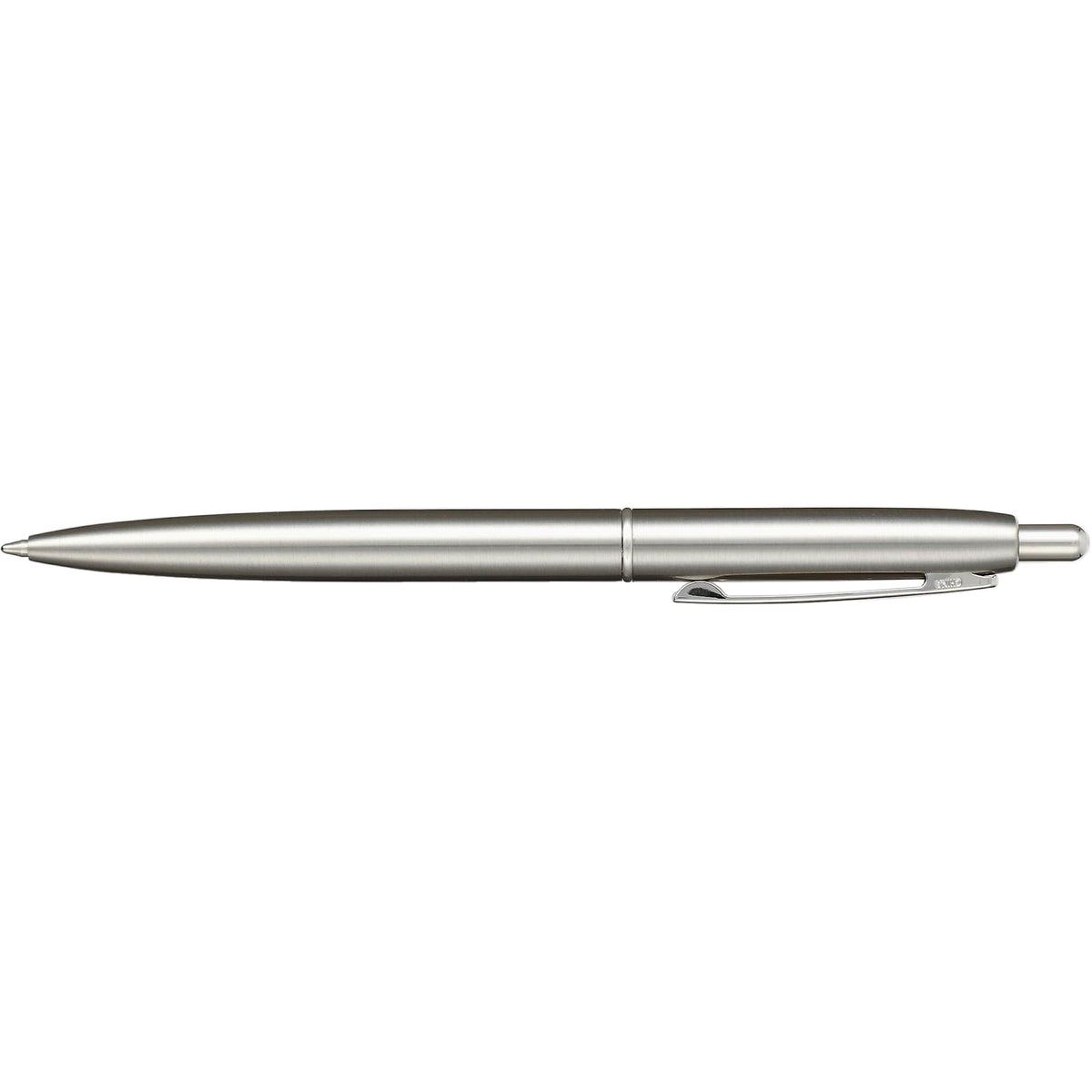 Click Ballpoint Pen in Recycled Stainless Steel Laser Engraving - Silver - Left Side