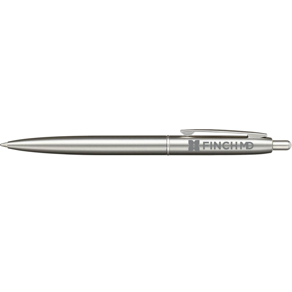 Click Ballpoint Pen in Recycled Stainless Steel Laser Engraving - Silver - Right Side