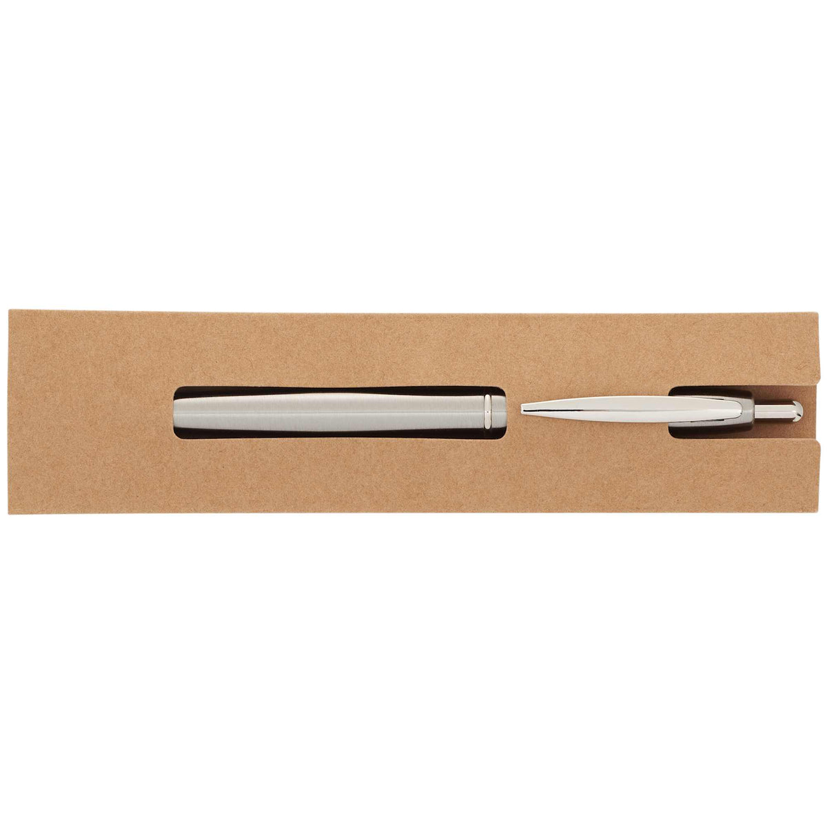 Click Ballpoint Pen in Recycled Stainless Steel - Silver - Front 2
