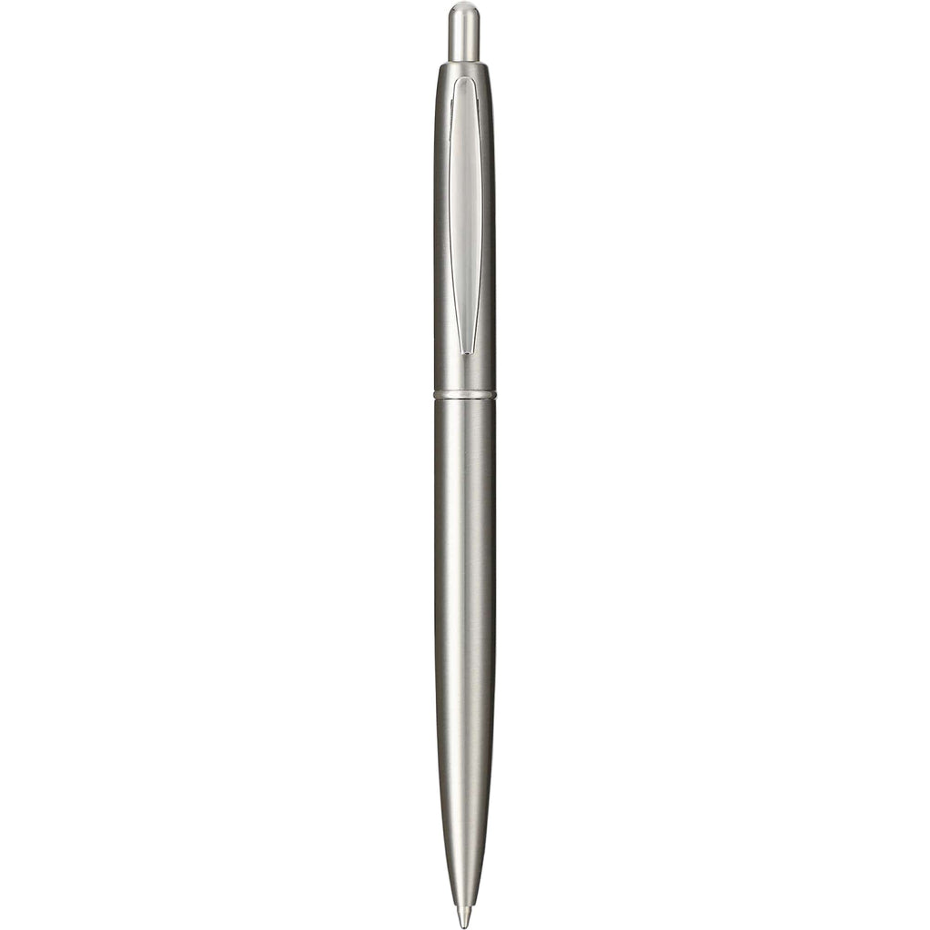 Click Ballpoint Pen in Recycled Stainless Steel - Silver - Front 3