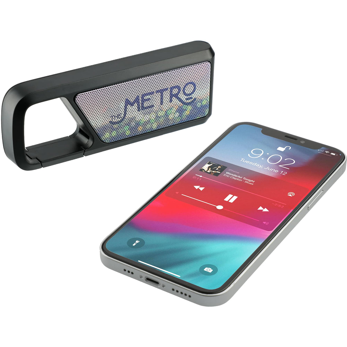 Clip Clap Mini Clip-On Bluetooth Speaker Full Color - Black - Right Angle