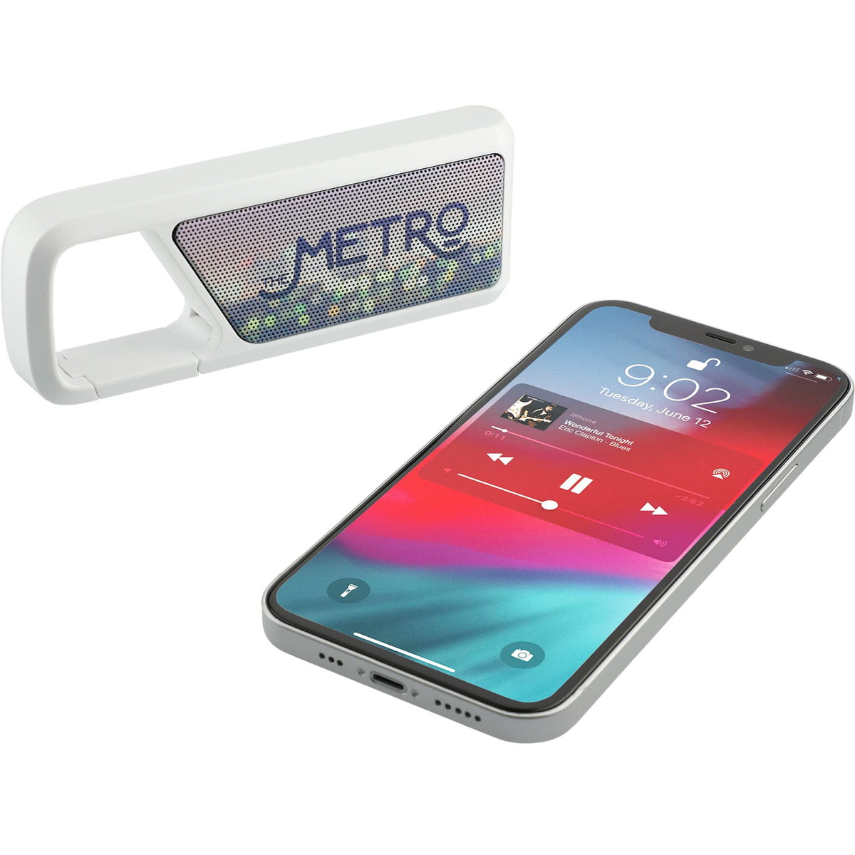 Clip Clap Mini Clip-On Bluetooth Speaker Full Color - White - Right Angle