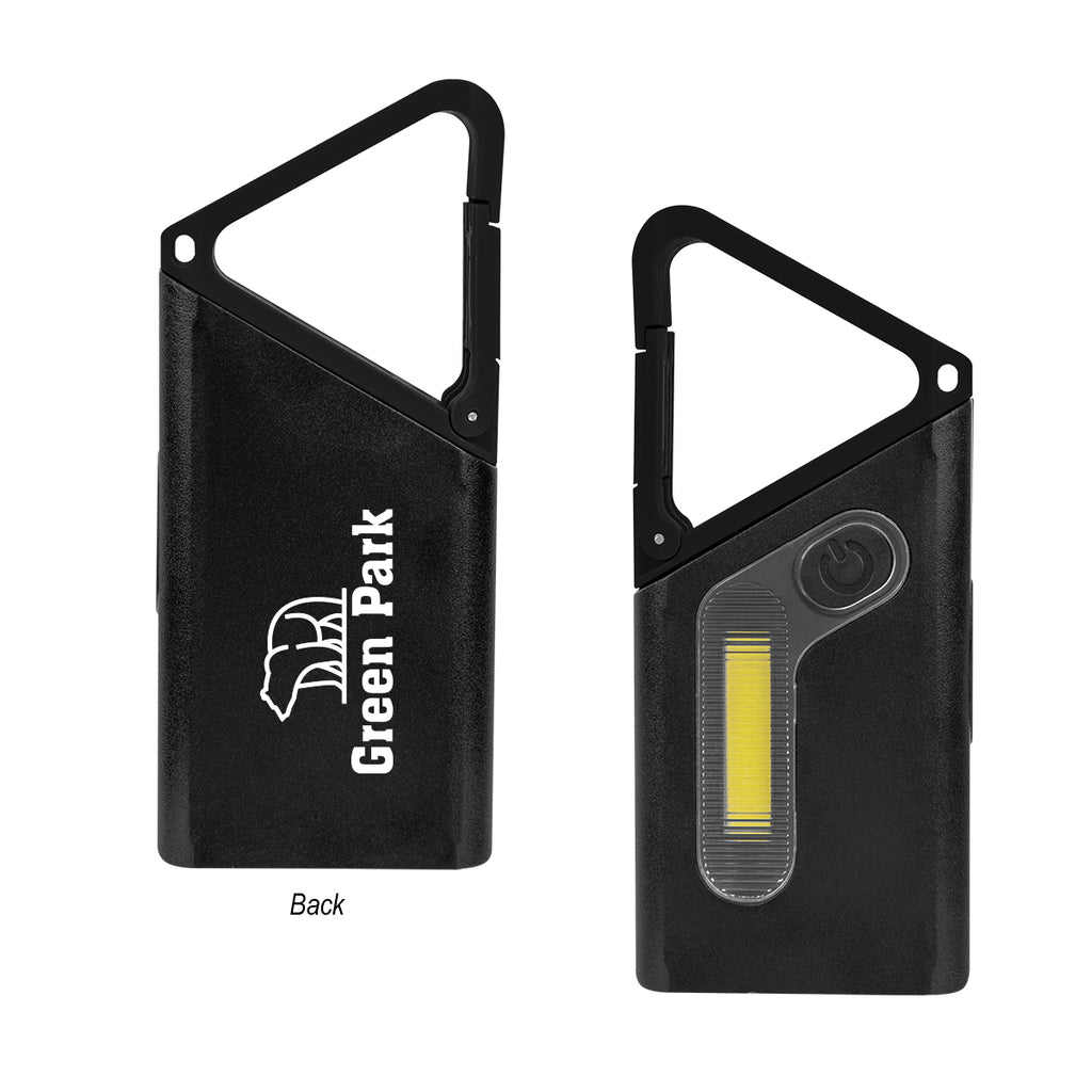 Clip N Glow COB Flashlight on a Carabiner - Black With Black - Silk Screen