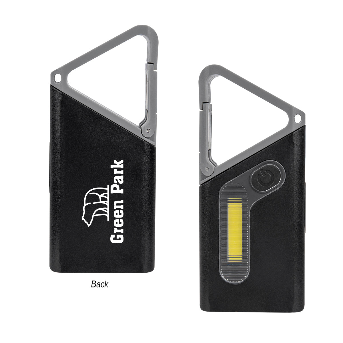 Clip N Glow COB Flashlight on a Carabiner - Gray - Silk Screen