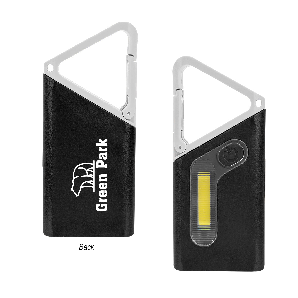 Clip N Glow COB Flashlight on a Carabiner - White - Silk Screen