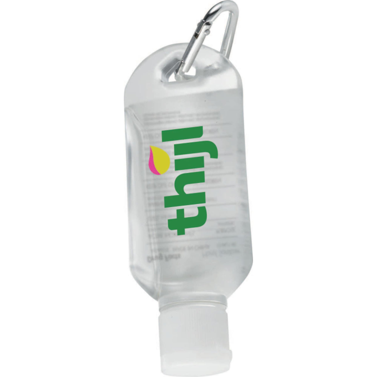 Clip-N-Go Hand Sanitizer with Mini Carabiner, 1.8 oz - Clear - Front