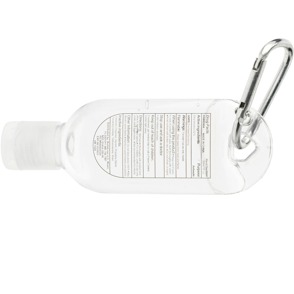 Clip-N-Go Hand Sanitizer with Mini Carabiner, 1 oz - Clear - Back