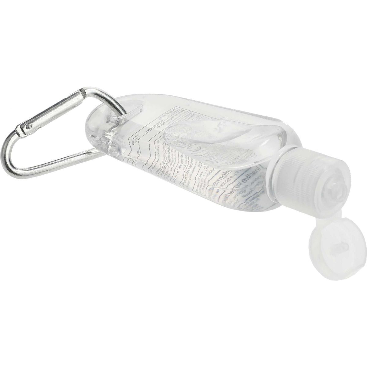 Clip-N-Go Hand Sanitizer with Mini Carabiner, 1 oz - Clear - Left Angle 2
