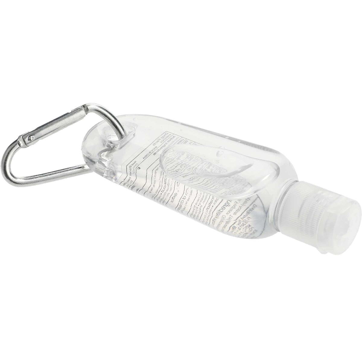 Clip-N-Go Hand Sanitizer with Mini Carabiner, 1 oz - Clear - Left Angle