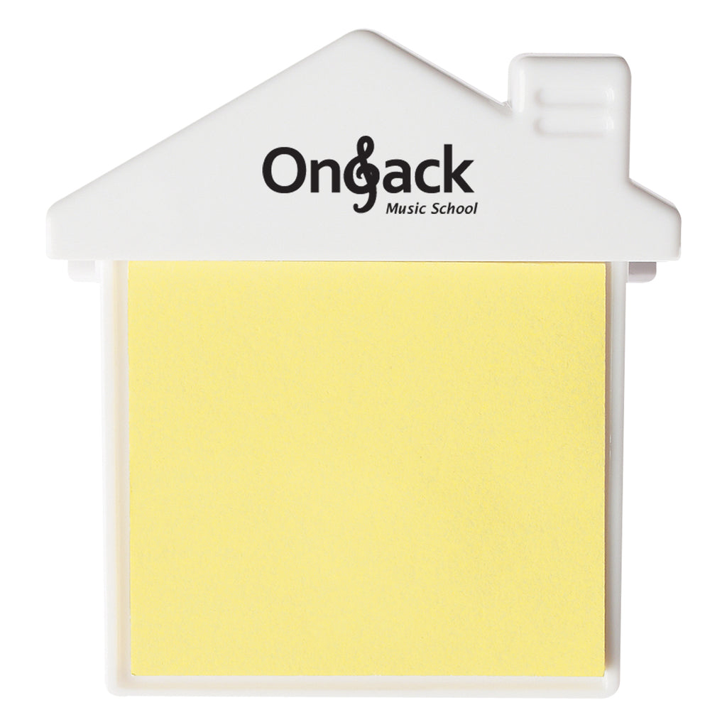 Clip Shaped Like a House, with Sticky Notes - White - Pad Print