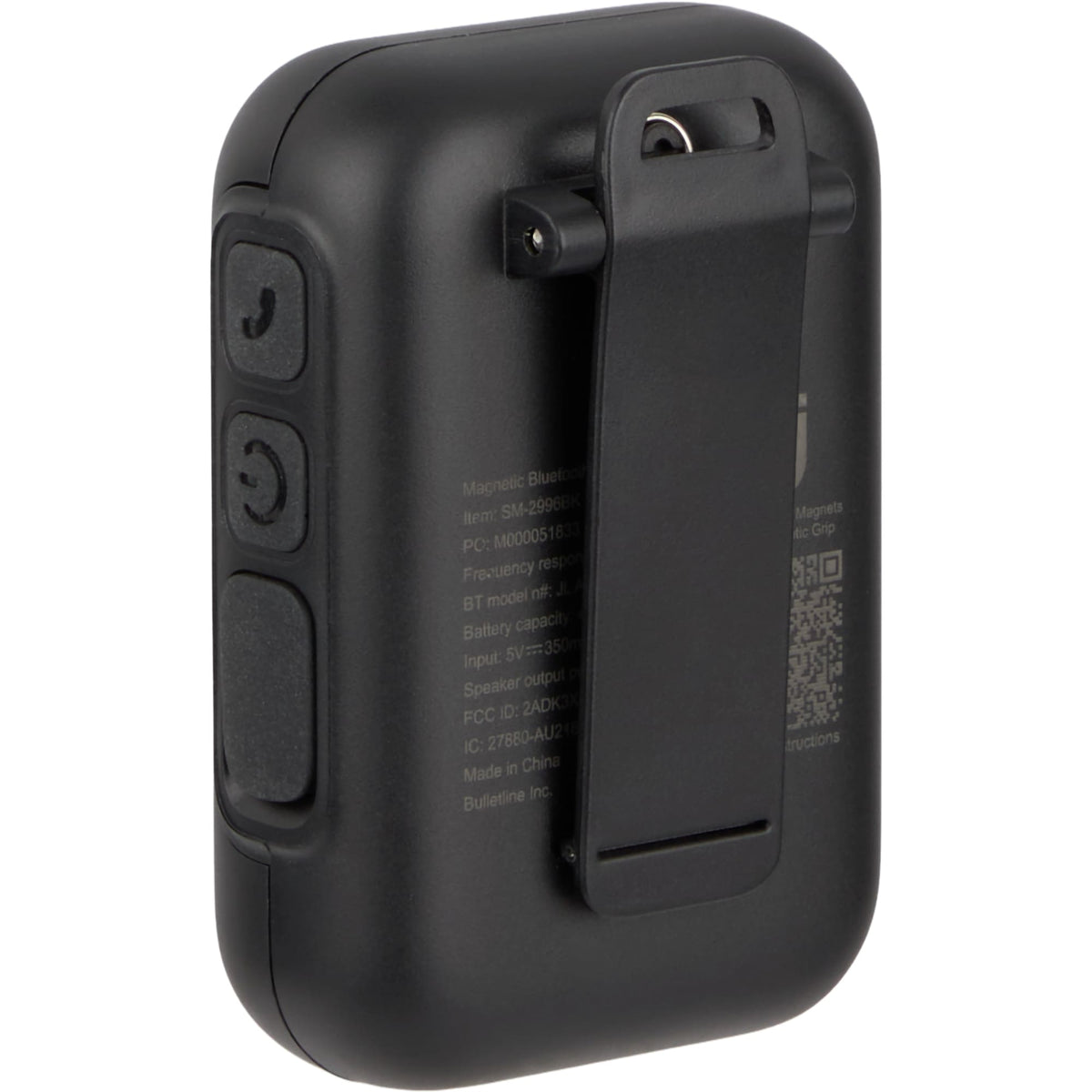 Clip Tune Magnetic Speaker with Clip, Bluetooth 6.0 Full Color - Black - Back Right Angle