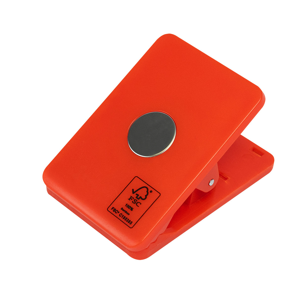 Clip with a Magnet and Bamboo Accent - Red - Back