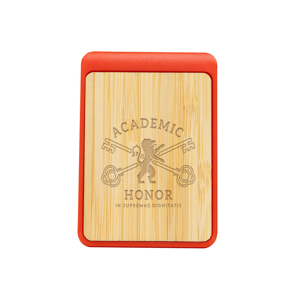 Clip with a Magnet and Bamboo Accent - Red - Laser Engraving