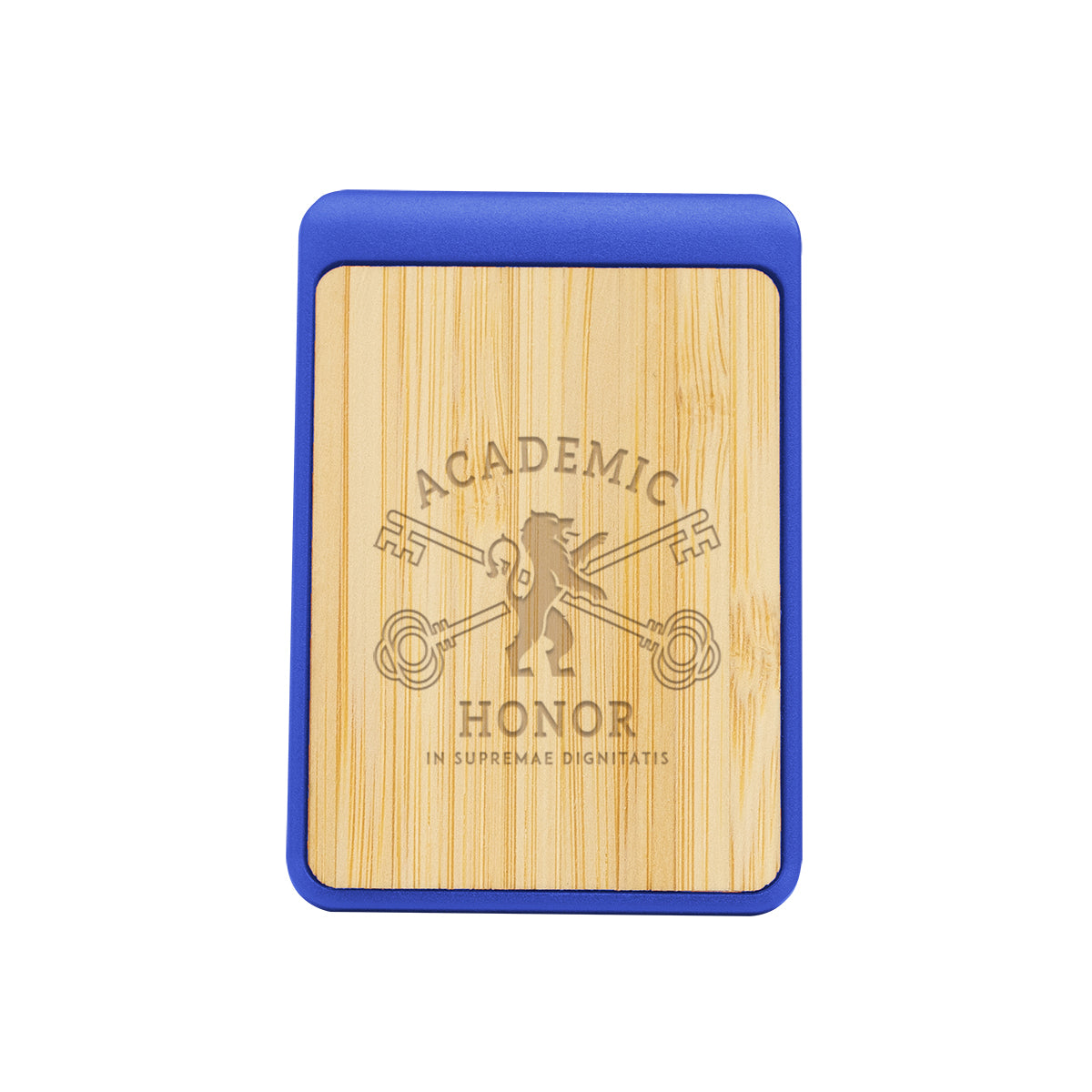 Clip with a Magnet and Bamboo Accent - Royal Blue - Laser Engraving