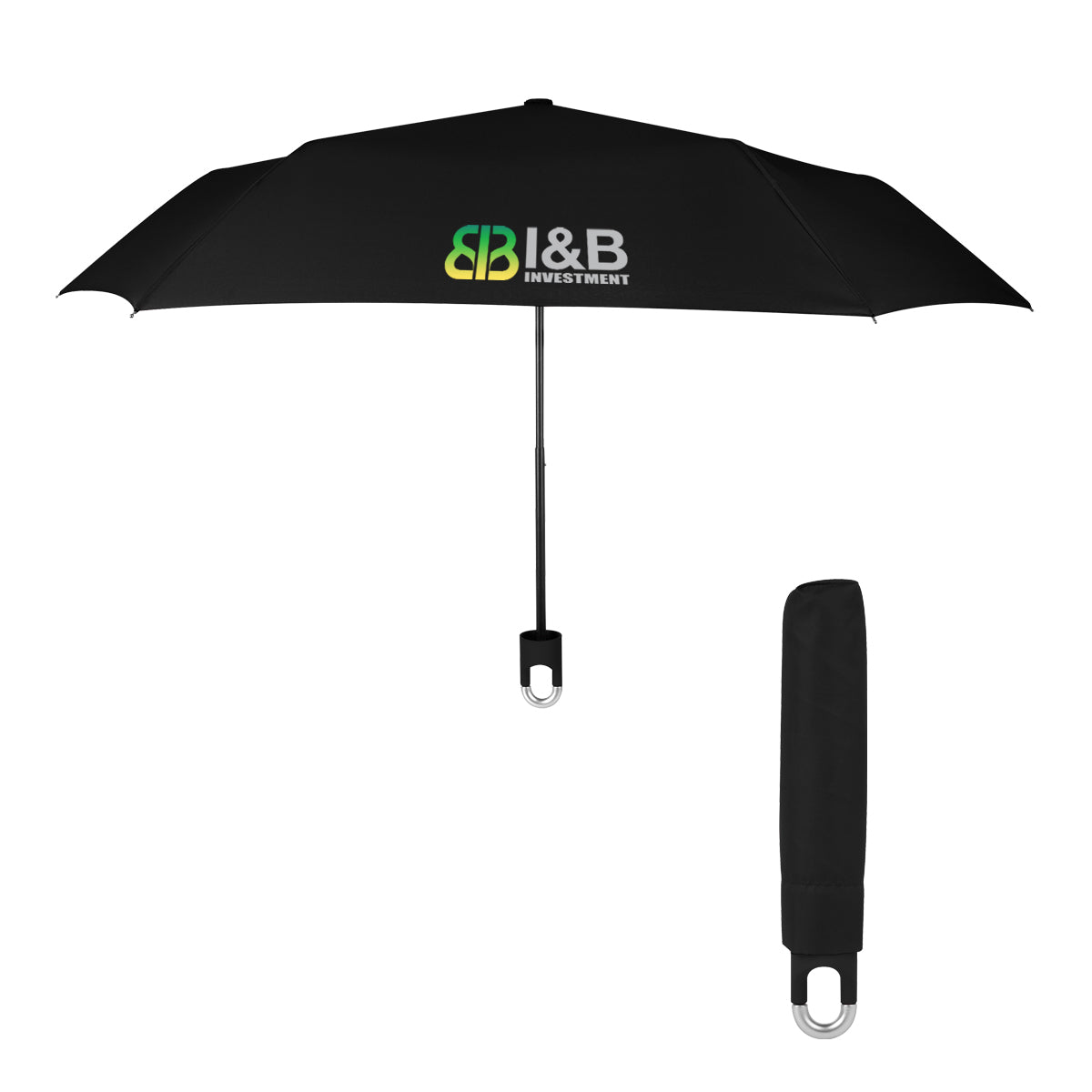 Clipper Compact Telescopic Umbrella, 38 Inch Arc - Black - Colorbrite