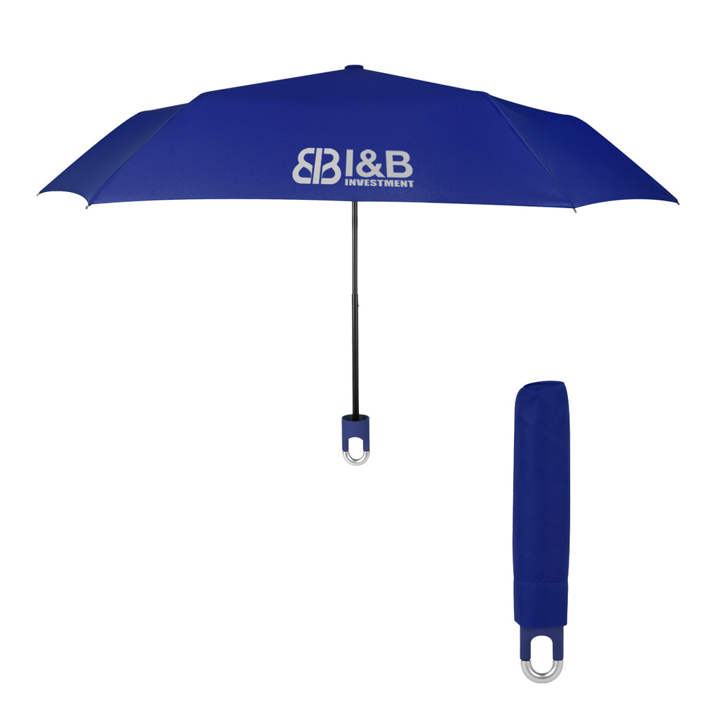 Clipper Compact Telescopic Umbrella, 38 Inch Arc - Royal Blue - Silk Screen