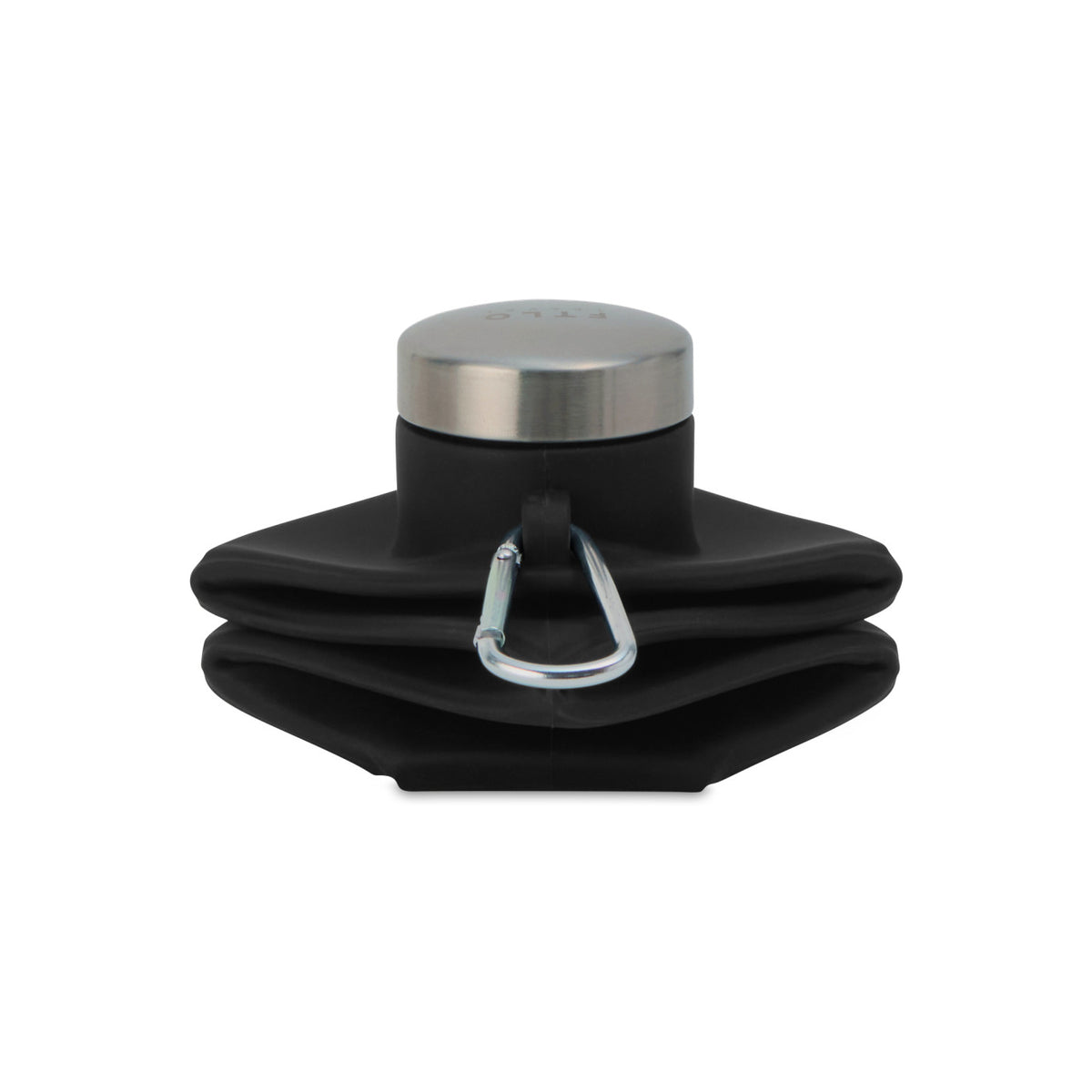 Clix Collapsible Silicone Bottle with Carabiner, 23 oz - Black - View 3