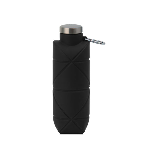 Clix Collapsible Silicone Bottle with Carabiner, 23 oz Laser Engraving