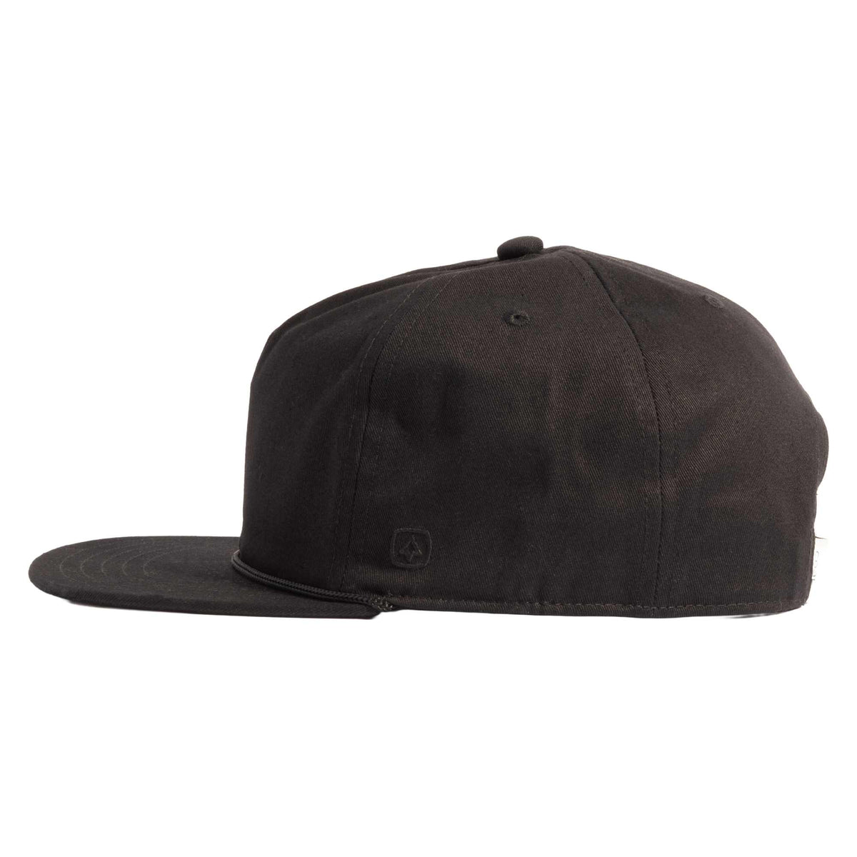 Coal Atlas Five Panel Cap with Rope Detail Embroidery - Black - Left