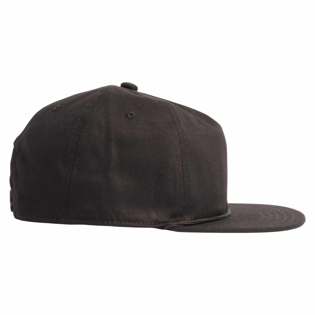 Coal Atlas Five Panel Cap with Rope Detail Embroidery - Black - Right