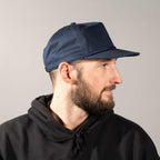 Coal Atlas Five Panel Cap with Rope Detail Embroidery - Vintage Navy - Front On Model