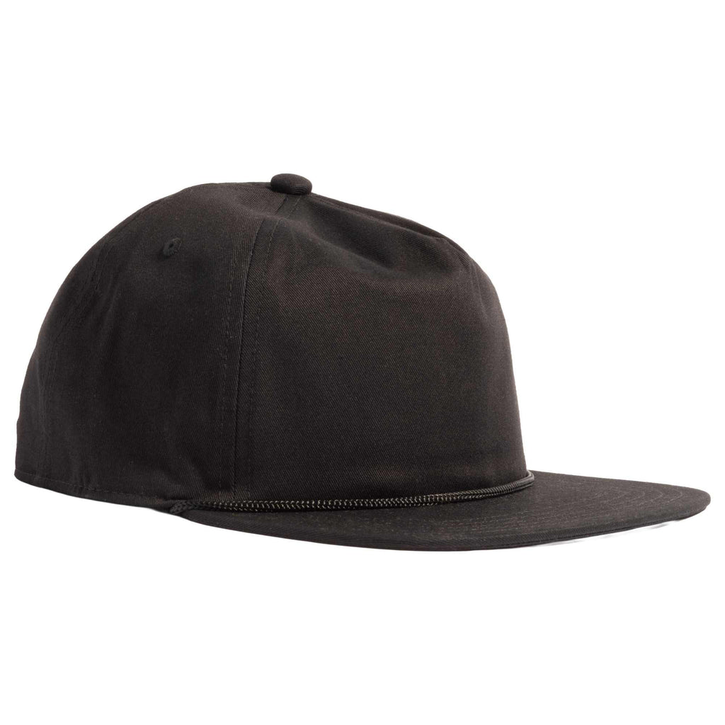 Coal Atlas Five Panel Cap with Rope Detail Transfer - Black - Right Angle