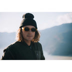 Coal Uniform Cuff Beanie in Recycled Knit Embroidery - Black - Front On Model