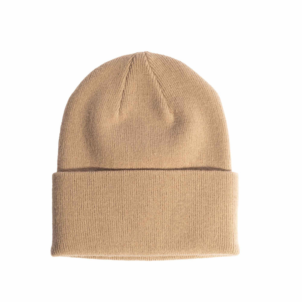 Coal Uniform Cuff Beanie in Recycled Knit Embroidery - Desert Khaki - Front